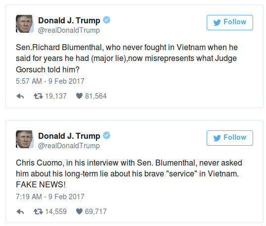 Trump takes down Richard Blumenthal