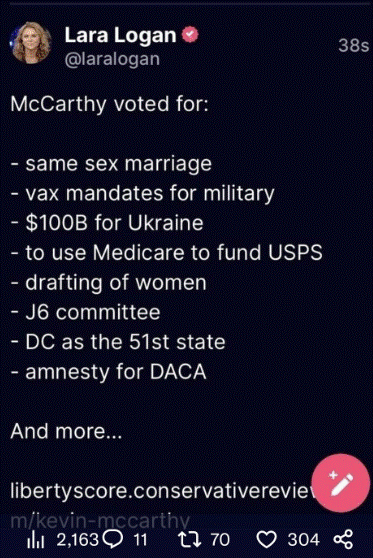 Votes of McCarhy