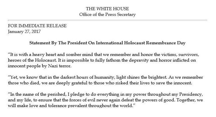 Trump's Holocaust Rememberance Speech