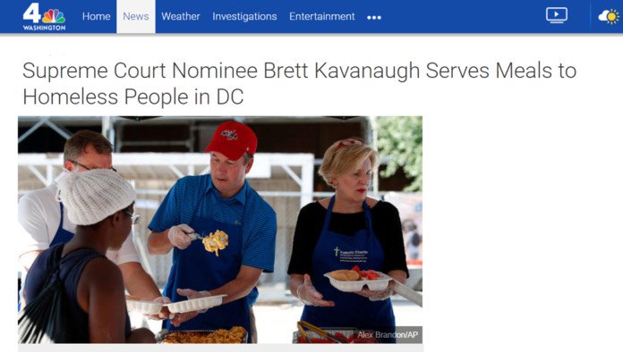 Kavanaugh caught feeding homeless